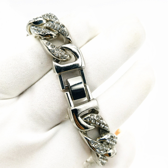 14mm Hip Hop Jewelry Necklace Women′s Full Diamond Miami Cuban Chain Bracelet Hipster Rhinestone Cuban Link Chain