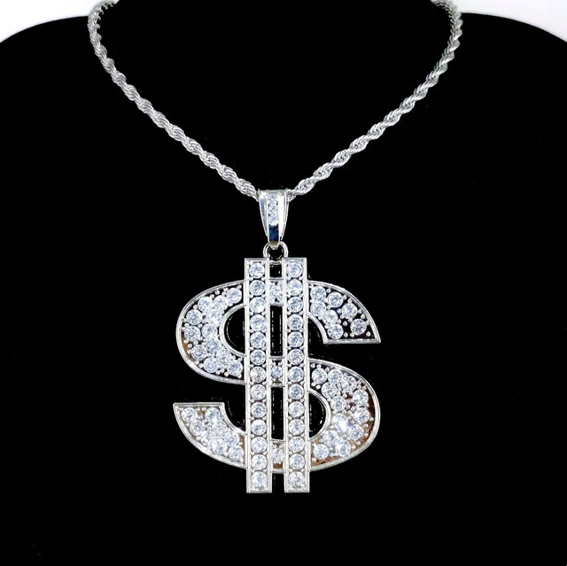 Fashion Miami Cuban Link Chain Necklace Bling Rhinestone Golden Men′s Hiphop Necklace
