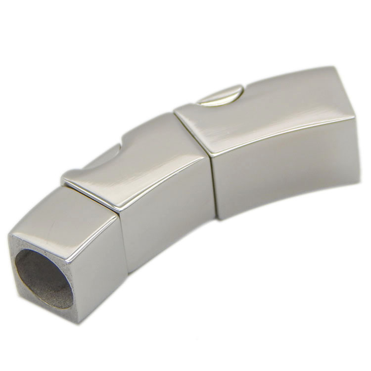 Fashion Shiny Steel Color Magnetic Button Leather Cord Bracelets Clasp with 6mm Hole