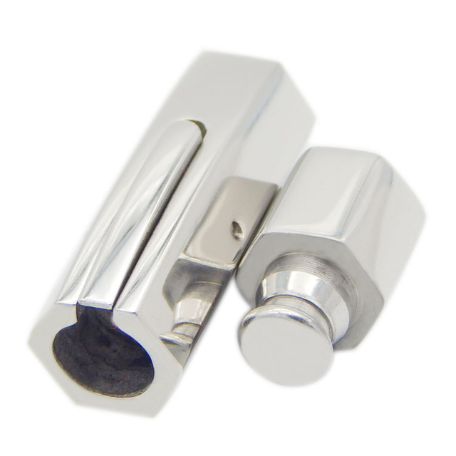 Accept Laser Printing DIY Logo 316 Stainless Steel Push Snap Button Rectangle Clasp for Leather Cord Bracelet Jewelry Findings