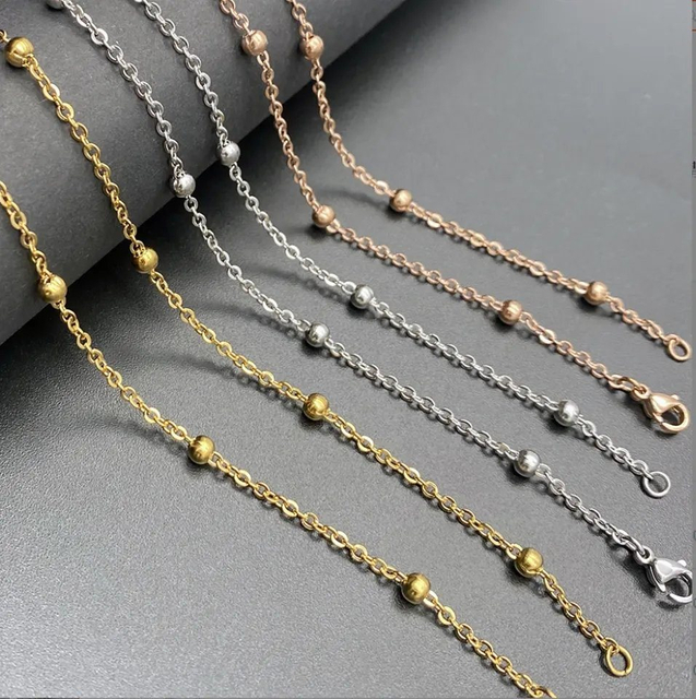 Stainless Steel Chain 1.2mm/1.5mm/2.0mm Flat Cross Bead Chain Necklace