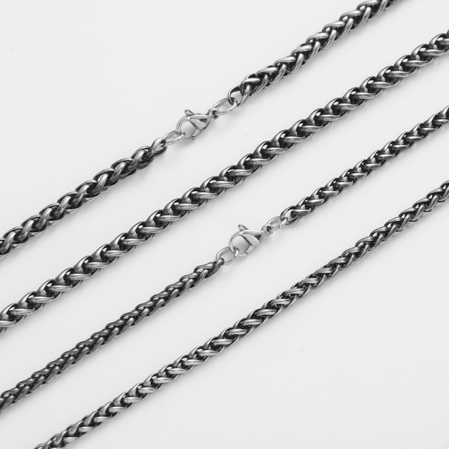 Retro Black Color Vacuum Platingchain Lantern Chain 3mm 5mm Keel Chain Necklace