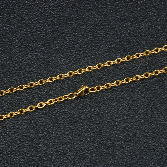Stainless Steel Gold Plated Link Chain Jewelry Flat O-Chain Cross Link Chain Necklace for Men Women