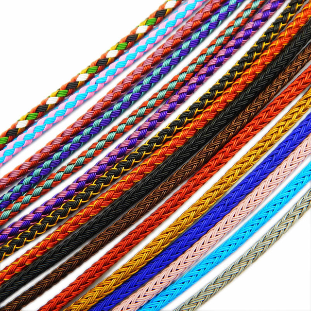 DIY 316L Stainless Steel Jewelry Findings Black Gold Silver 5mm Steel Wire Braided Leather Cords for Bracelets Making