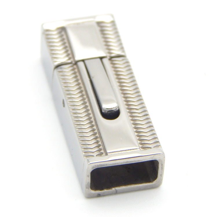 Factory Direct Negotiable Price 8X4mm Thick Flat Hole 304 Stainless Steel Clasps Flat Leather
