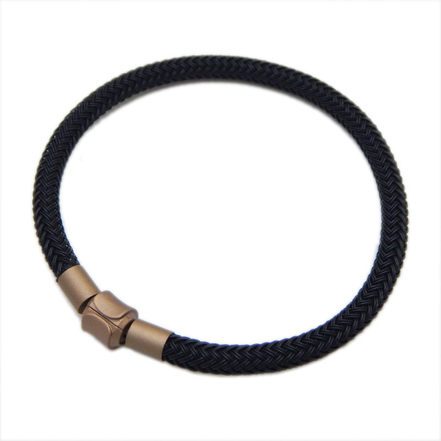 5mm Black Steel Wire Rope Bracelet Braided Leather Bracelet for Men