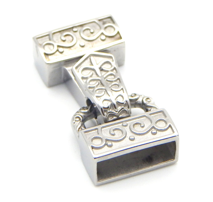 Wholesale 12.5X4mm Rectangle 316L Stainless Steel Square Hole Flat Hook Clasp for Leather Cord Bracelets Jewelry Finding