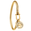 Custom Logo Cable Twisted Stainless Steel Bracelet with Diamond-Encrusted Tree of Life Pendant for Man and Women