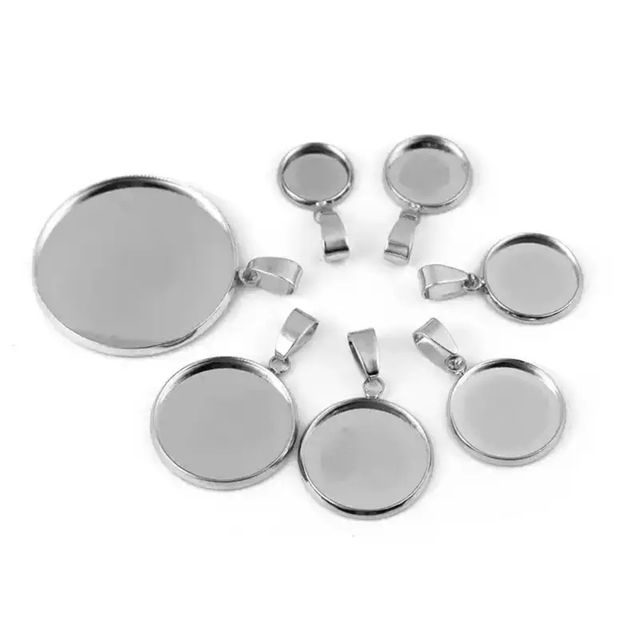 Stainless Steel Round Blank Bezel Pendant Trays Cabochon Settings for DIY Jewelry Making