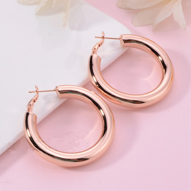 Popular Simple Gold Exaggerated Big Earrings Quality Metal Silver Circle Hoop Earrings
