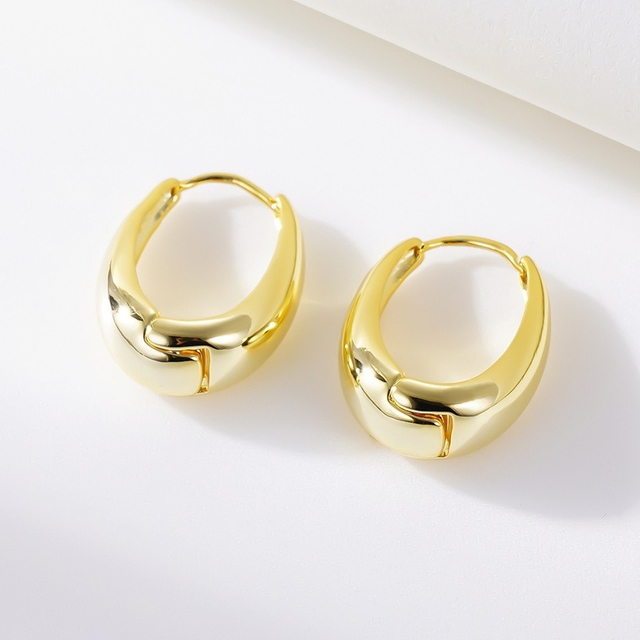 Exaggerate Geometric Gold Plated Hoop Earrings U Shaped Large Circle Earrings for Women