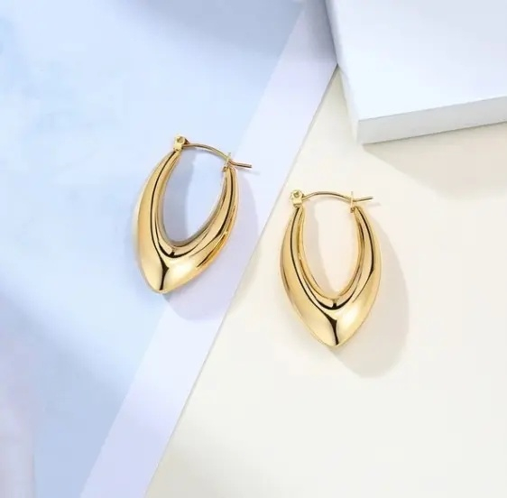 Fine Jewelry Smooth Earrings Stainless Steel Chunky Hoop Earring for Women