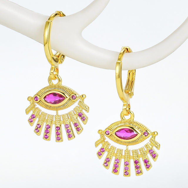 Holiday Gift Fashion Sparkling Zircon Earrings Hip Hop Evil Devil Eye Earrings for Women Girls