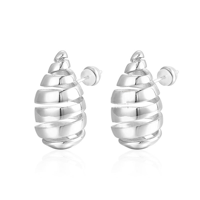 Hot Sale European and American Style Brass 18K Real Gold Creative Design Line Woven Teardrop Shaped Earrings