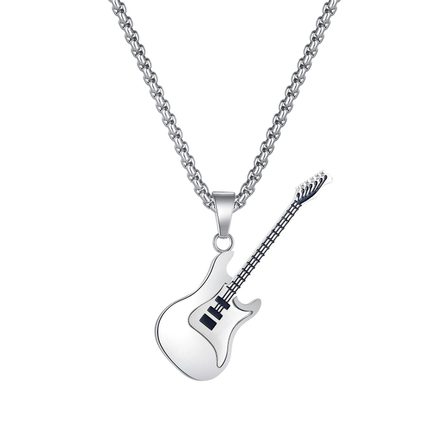 Hot Selling Stainless Steel Hip Hop Guitar Pendant Street Classic Men Necklace