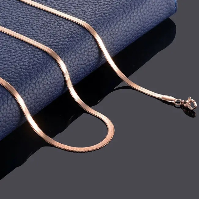 Wholesale Custom Stainless Steel Snake Necklace 4-10mm Gold Platedt Women Men Herringbone Chain Blade Chain Necklace