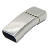 Popular 316L Stainless Steel Silver/Matt Silver Laser Logo Flat Clasp 12X6mm with Srews to Fix The Leather Cord