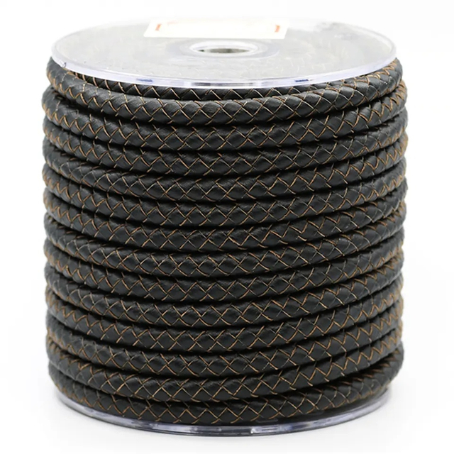 Blue Braided Leather Bolo Cord Woven Folded Braided Leather Strap for Bracelet Making