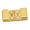 China Cheap High Quality Export Jewelry Findings Rectangular 12mm Flat Braided Leather Bracelet Stainless Steel Clasps