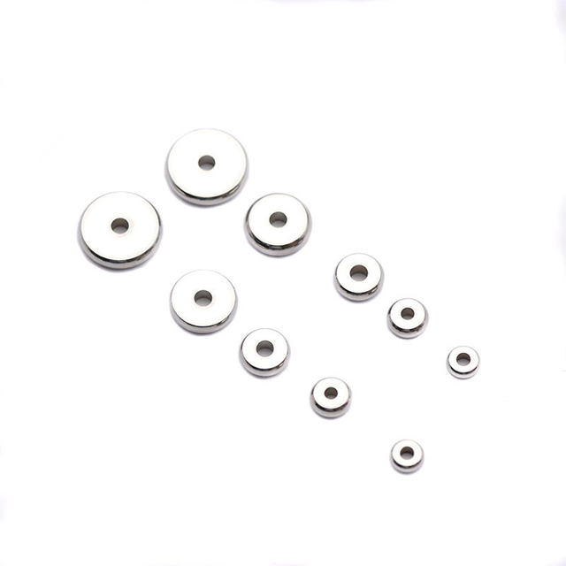Solid Flat Disc Round Spacer Beads Rondelle 304 Stainless Steel Ring Loose Stopper Beads Charms for Bracelet Necklace Jewelry
