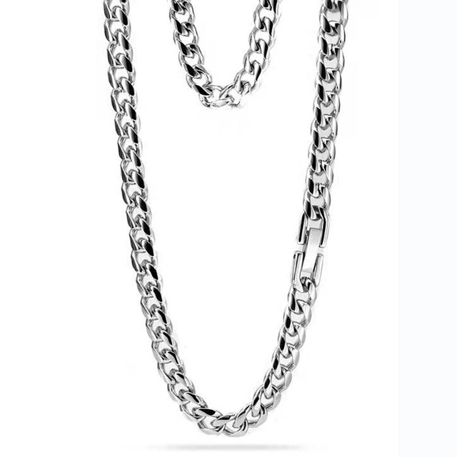 Cuban Necklace Couple Chain Punk Hip Hop Style Silver Plated Necklace Stainless Steel Necklace