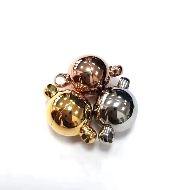 Factory Wholesale Stainless Steel High Quality Ball Shape 6/8/10/12mm Magnetic Clasps for Bead Jewelry Pearl Necklace Link Clasp Making