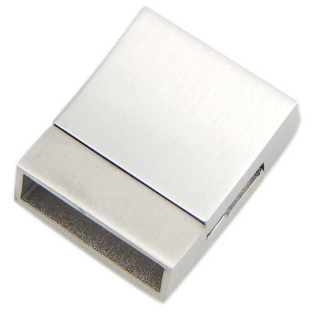 20X5.5mm Silver Wide Flat Huge Stainless Steel Mens Leather Bracelet Buckle Connection Clasps