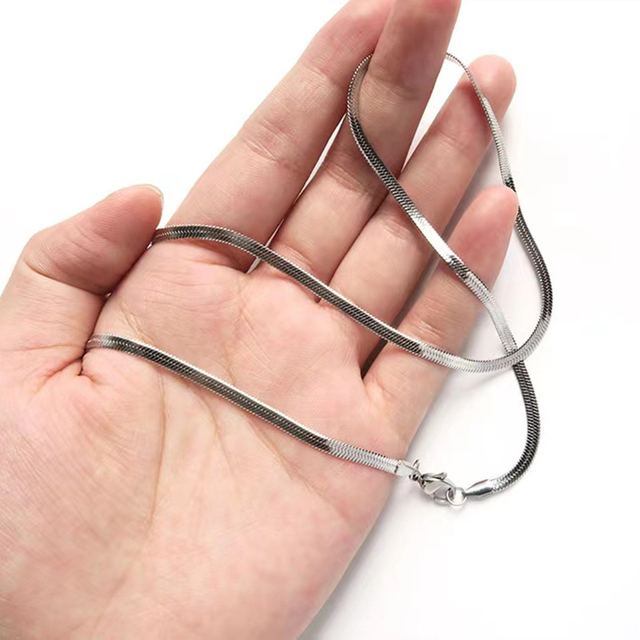 Hot Fashion Stainless Steel Flat Snake Chain Gold Plated Herringbone Necklace Chain Jewelry Unisex