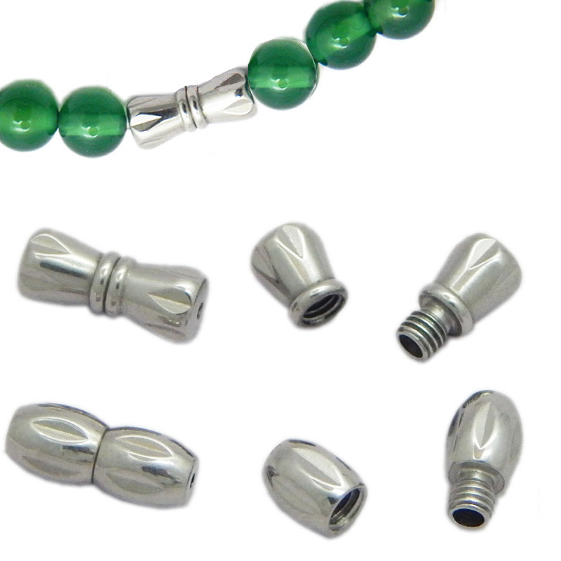 316L Stainless Steel Screw Round Bead Twist Clasp for Pearl Jade Necklace and Bracelet