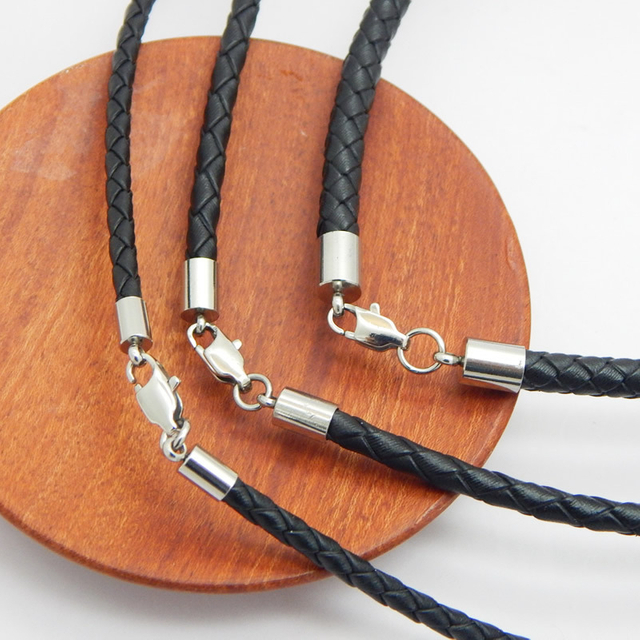 Wholesale Braided Leather Necklace Cord Pendant Cord with Stainless Lobster Clasps