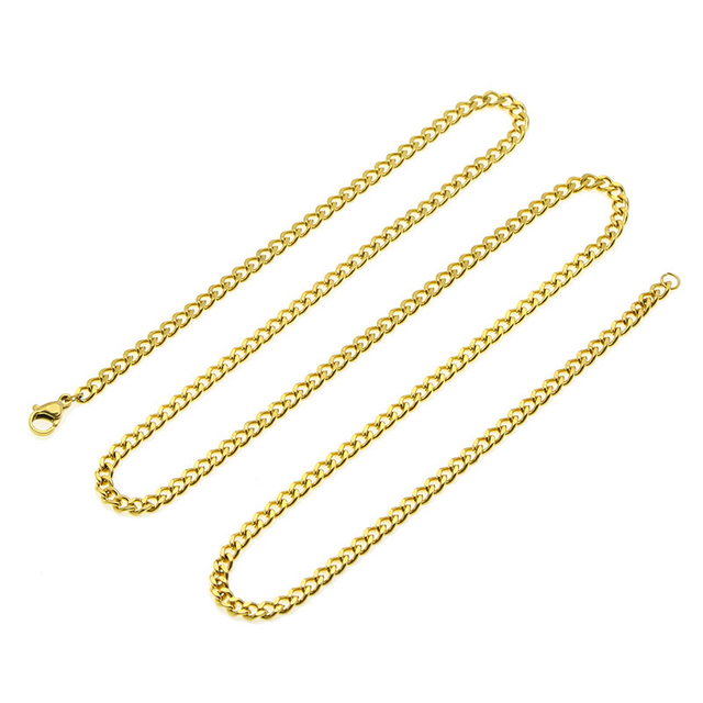 18K Real Gold Plated Curb Cuban Chain Necklace Stainless Steel Link Necklace for Men Women