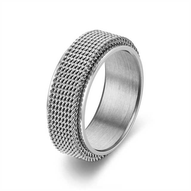 Wholesale Custom Fashion Jewelry 18K Gold Plated 8mm Spinner Stainless Steel Rings for Men