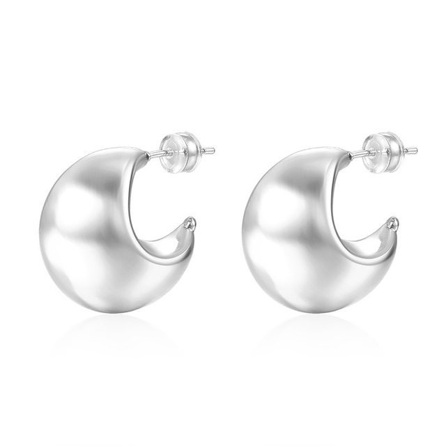 Fashion Brass Thick Hoop Earring Stud Earrings 18K Gold Plated Jewelry for Women