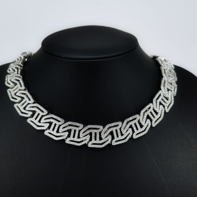 17mm Fashion Diamond Cuban Link Hip Hop Rapper Same Style Set Necklace Gold Plated Unisex