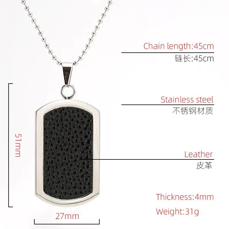 Custom Necklace Black Carbon Fiber Stainless Steel Army Card Pendant Necklace
