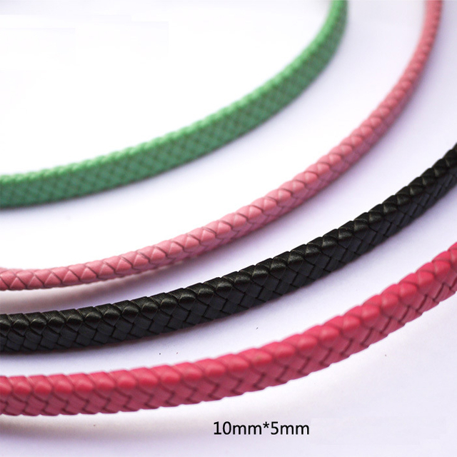 12mm Pink Green Black Wide Flat Bolo Braid Leather Cord for Wholesale