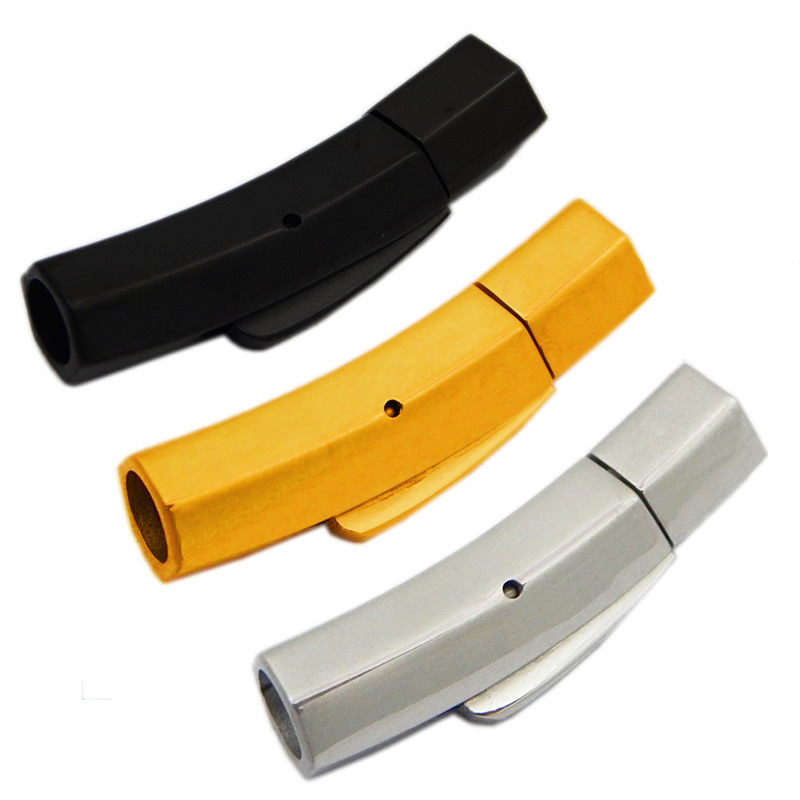Accept Laser Printing DIY Logo 316 Stainless Steel Push Snap Button Rectangle Clasp for Leather Cord Bracelet Jewelry Findings