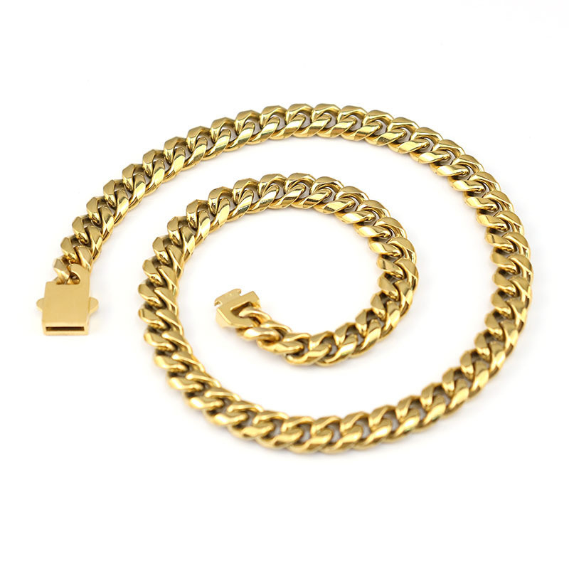 New Arrival Stainless Steel Gold Plated Miami Hip Hop Cuban Chain Bracelet