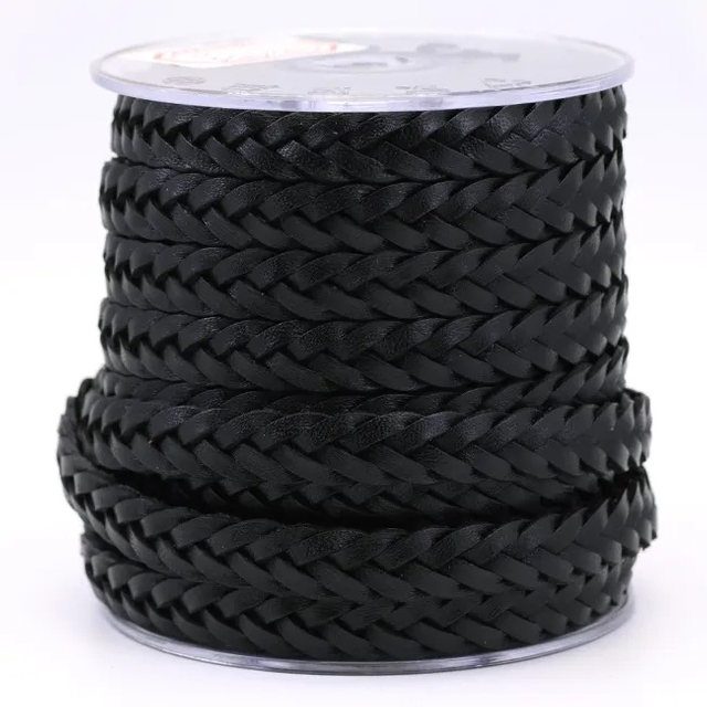 Real Genuine Cow 10mm Flat Braided Leather Cord for Jewelry Making