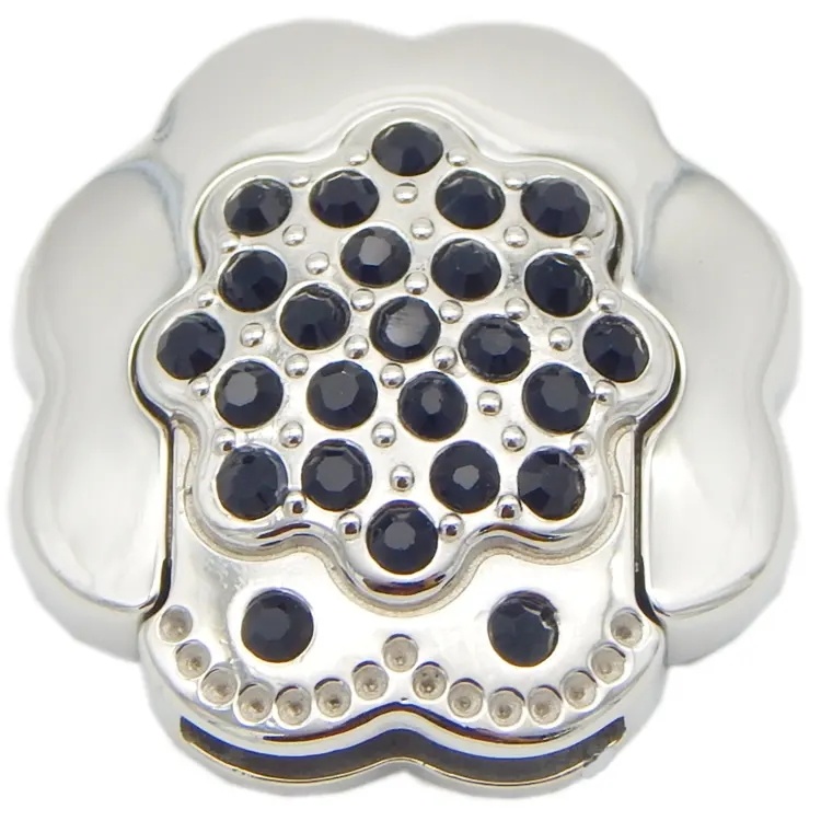 Jewelry Findings Silver Polish Black Beads Charming Shape Flat Steel Clasps 14.5X2.2mm