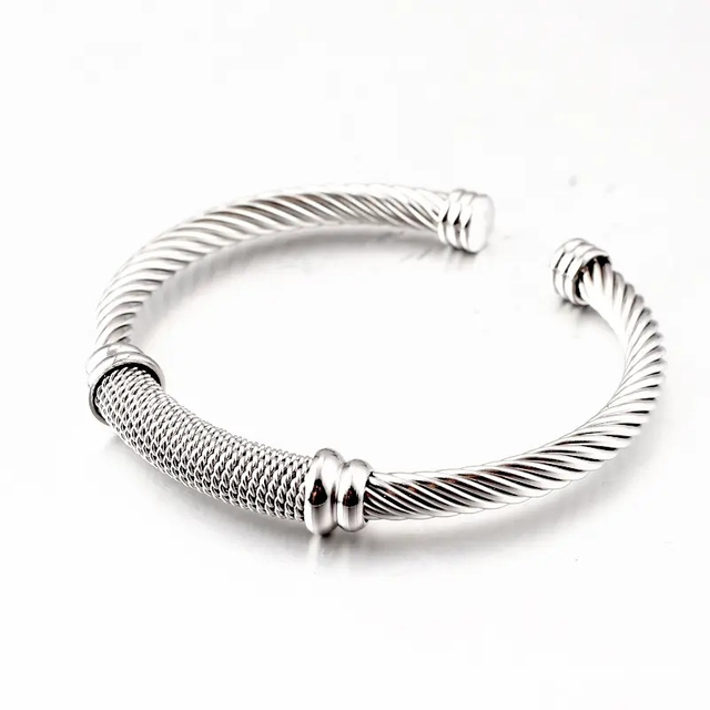 Fashion Cable Opening Bracelet Stainless Steel Rope C Type Adjustment Male and Female Spot Bracelet Wholesale