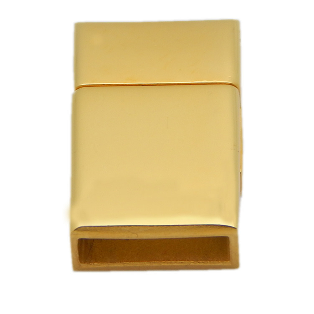 China Cheap High Quality Export Jewelry Findings Rectangular 12mm Flat Braided Leather Bracelet Stainless Steel Clasps