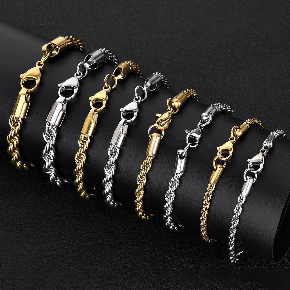 Wholesale 5mm 18K Gold Jewelry Stainless Steel Twisted Rope Chain Custom Jewelry