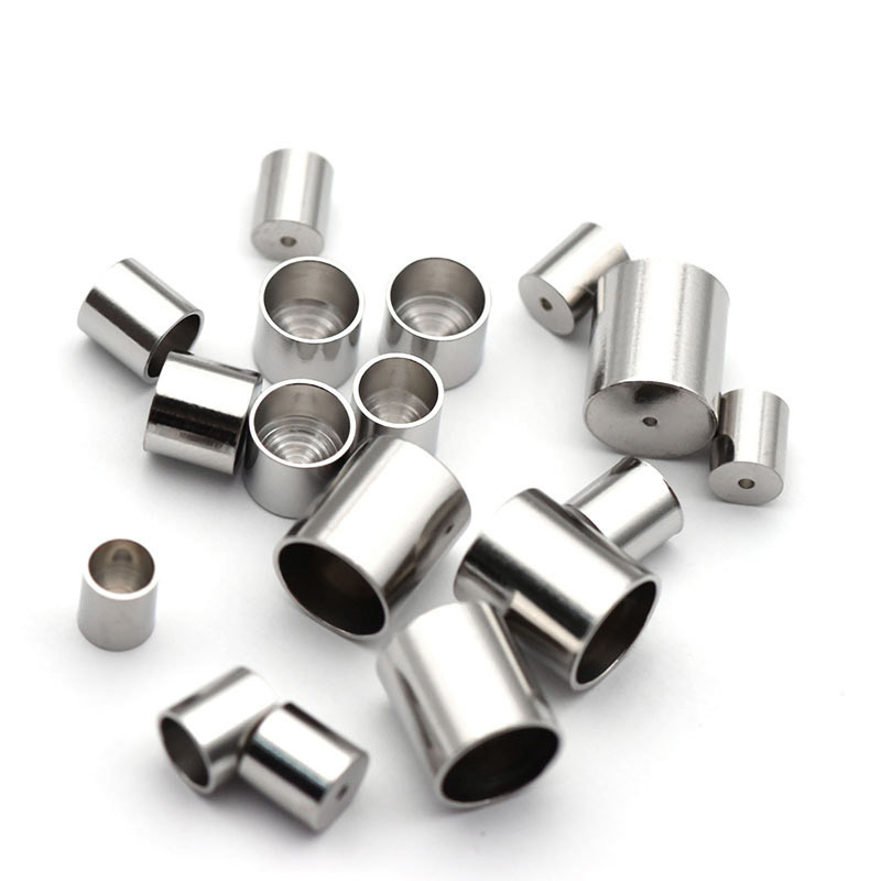 Hole 3-8mm Stainless Steel Tassel Leather Cord End Crimp Caps Beads End Tip Cap for DIY Jewelry Making Bracelets Findings