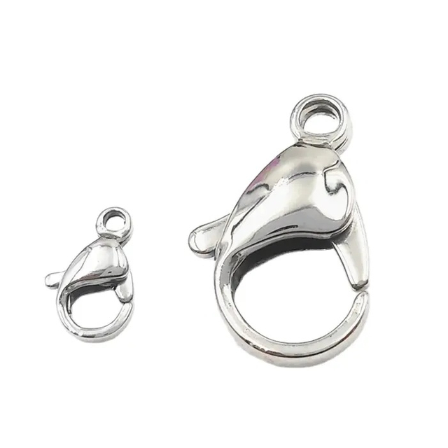 Wholesale High Quality 304 or 316 Stainless Steel Metal Silver Gold Lobster Claw Clasp 12mm 13mm 15mm 17mm