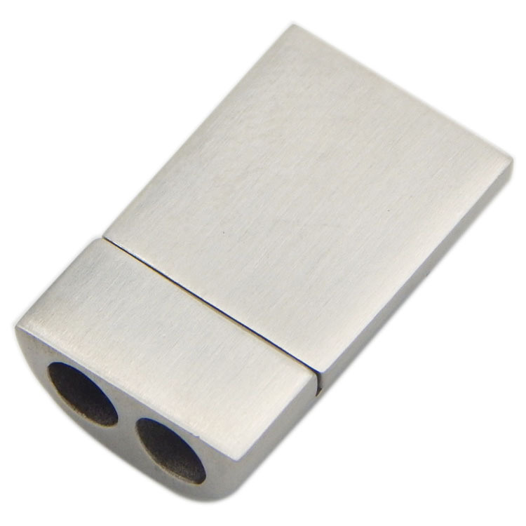 Double Inner Hole 3.5mm Half Round Shape Stainless Steel Magnetic Clasps for Leather Rope