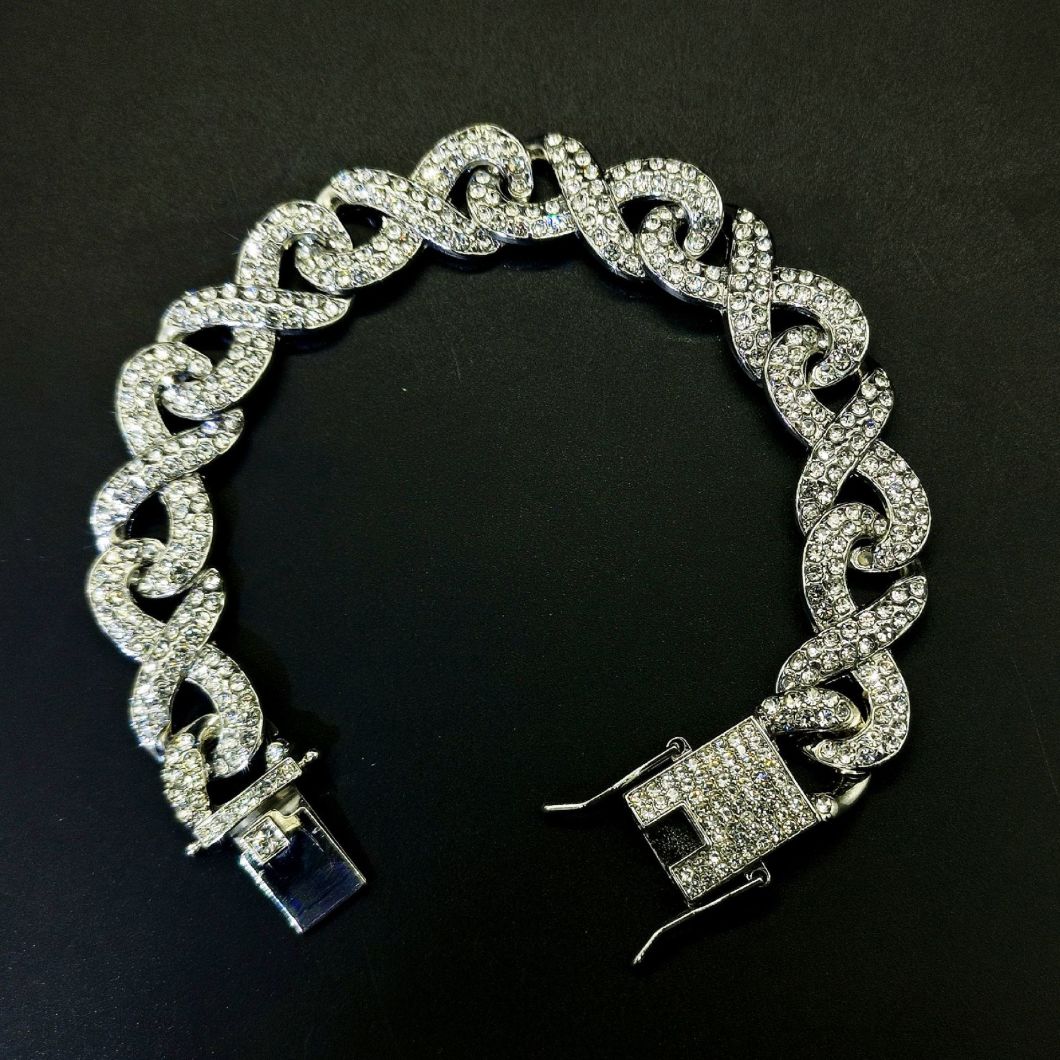 Hip Hop Cuban Chain Diamond Bracelet 8 Shape Men′s and Women′s Necklace Manufacturer