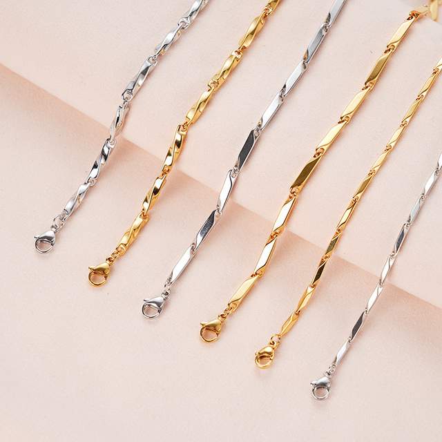 Stainless Steel Necklace Titanium Steel Chain Handmade Rhombus Melon Seeds Square Chain Jewelry Accessories