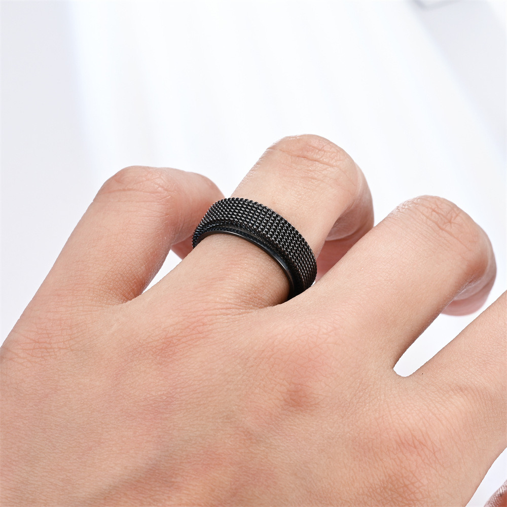 Wholesale Custom Fashion Jewelry 18K Gold Plated 8mm Spinner Stainless Steel Rings for Men