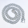 Hip Hop Bling Iced out Men′s Rapper Necklace Full Rhinestone Miami Cuban Link Chain Bracelet for Men Jewelry